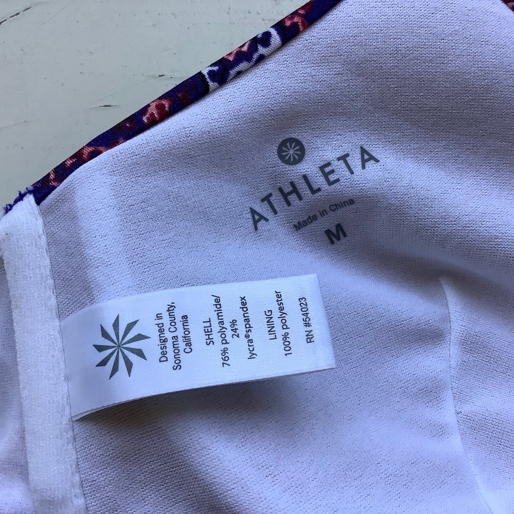 3 pIece ATHLETA Aqualuxe Paradise Print Molded Tankini bikini top bottoms SZ Med - Picture 5 of 7